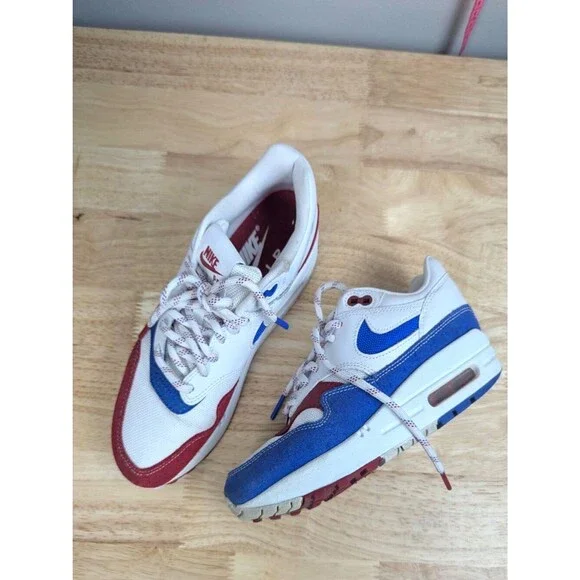 Nike | Air Max 1 Puerto Rico Pa'lante White Red Blue Sneakers Womens Size W 5.5