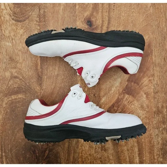 FootJoy Golf Shoes Womens 6.5 White Red Soft Cleats 98322 Sports