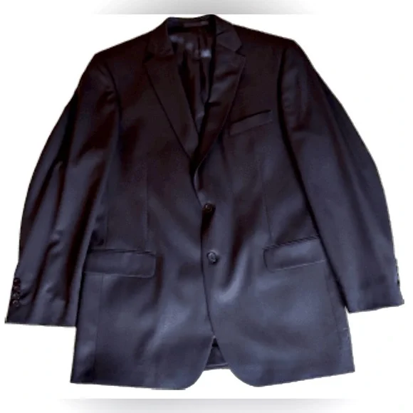 Tom James men’s Blazer sports coat, sz 42L classic navy blue, 100% wool EUC