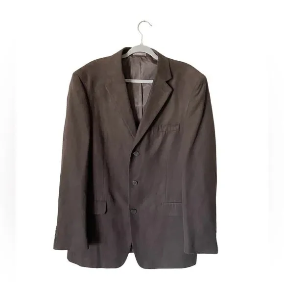 Apt 9 Notch Suede Brown Blazer Collar Faux Size 44L