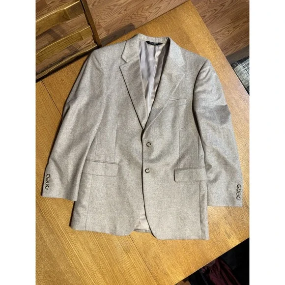JOS A Bank 100% Cashmere Sport Coat Blazer Mens 39R Beige Tan 2 Button EUC