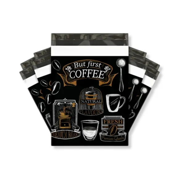 10x13 Coffee Shop Designer PolyMailers self adhesive Shipping Bags (10pk)