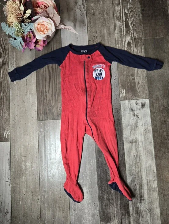 The Children's Place Red & Navy Baby Footed One-Piece Pajama - 