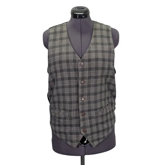 Mossimo Men Plaid Vest Size Medium‎ V Neck Button Front Pockets