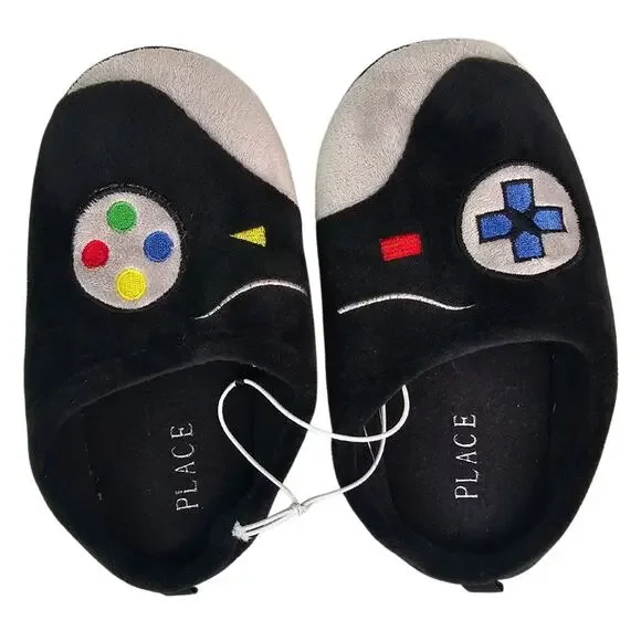The‎ Children's Place Little Boys Video Game Slippers Black Size 2 NWOT