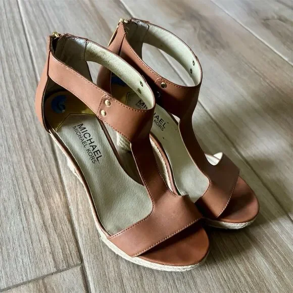 Michael Kors Women's Brown Wedge Espadrille Sandals Size 6M