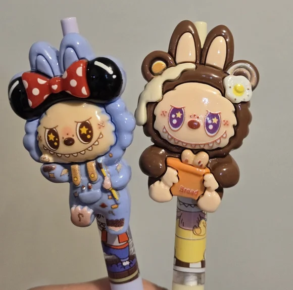2 Cute Labubu Pens - Blue and Brown