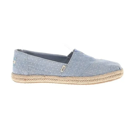 TOMS Blue‎ Chambray Linen Espadrille Slip On Flats Womens 8 10013365 Alpargata