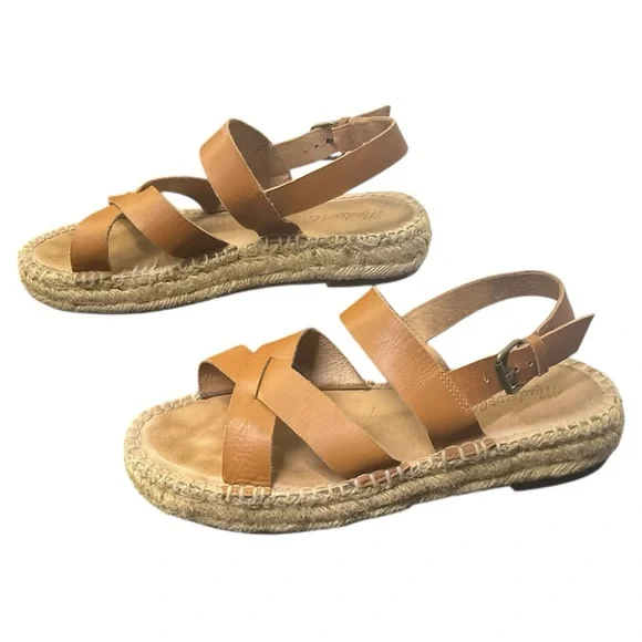 ☀️ Madewell Leather Espadrille Sandals |‎ Tan Brown | Women’s Size 9