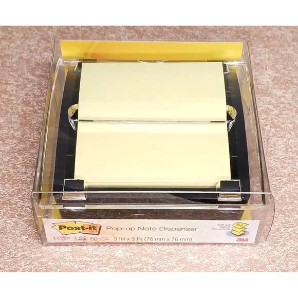 NEW Post-it Pop-up Sticky Note Dispenser 3 x 3 Black Note Pad Included DS330-BK
