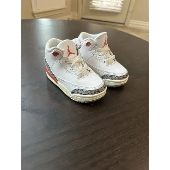 TODDLER Baby NIKE AIR JORDAN 3 RETRO (TD) WHITE / SAIL (FQ9175 121) Size 5C