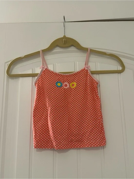 NWOT Gymboree Flower Graphic Polka Dot Cami Tank Camisole Top Sz 5-6 2009