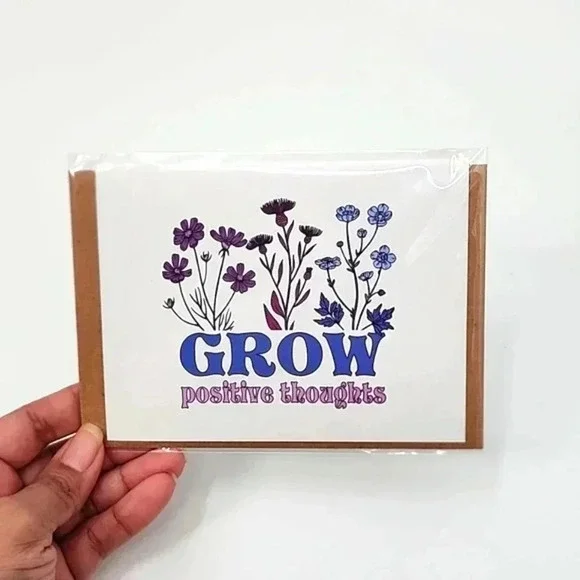 Grow Positive‎ Thoughts Blank Handmade Greeting Card 4x6