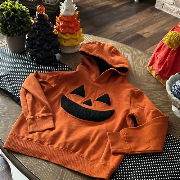 Gymboree Kids Black & Orange Jack-o’-lantern Pumpkin Hoodie Sweatshirt size 8