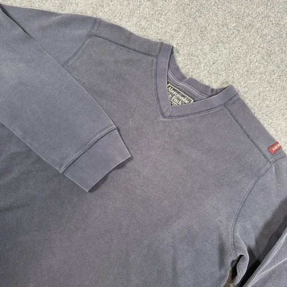 Vintage Abercrombie Fitch‎ Sweater Mens 2XL Blue V Neck Sweatshirt Y2K Pullover