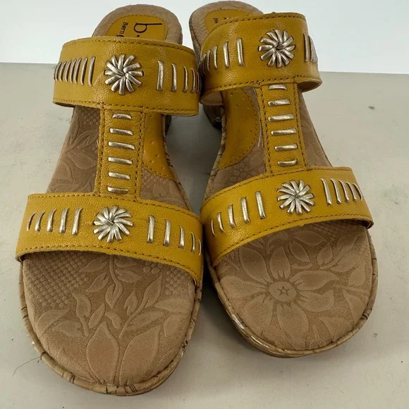B.O.C. Born‎ Concept Floral Open Toe Platform Heel Wedge Sandals Yellow Size 7