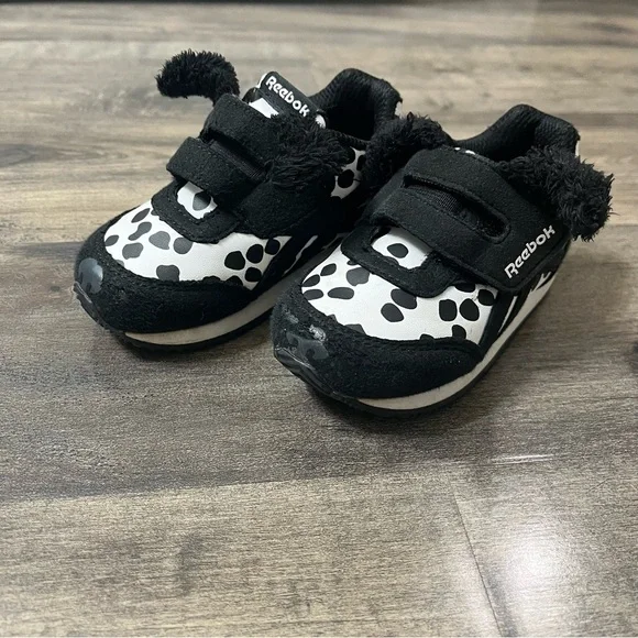 Reebok Black & White Dalmatian Dog Ears & Nose Sneakers Toddler Infant Size 4
