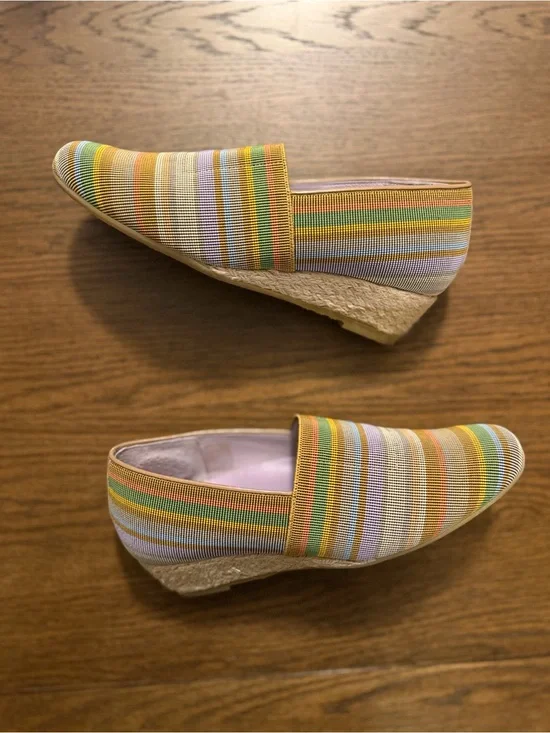 SAS Becky Wedge Slip-On - Tan Multicolor Striped Espadrille Made in Italy