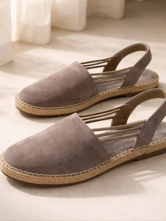 Toni Pons NURIA Suede Slingback Espadrille Flats in Taupe