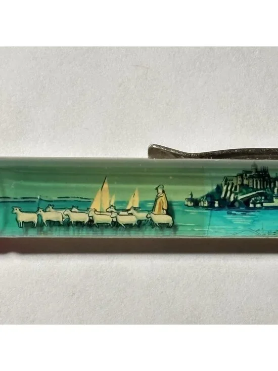 Mont Saint Michel France Floaty Pen Shepherd Sheep Flock Moves Abbey Church Vtg