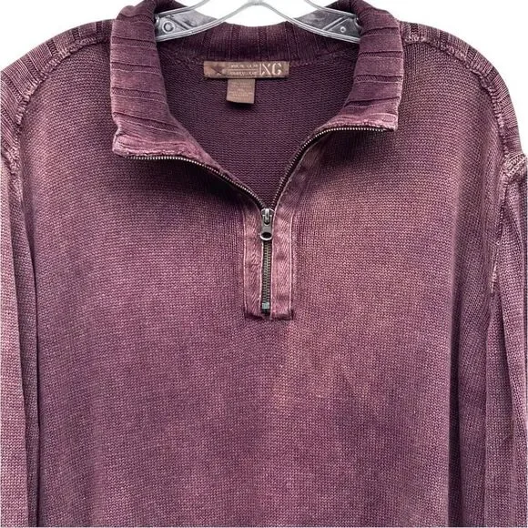 XG Xtreme Gear Surplus Sweater Top Men's XL Burgundy 1/4 Zip Mock Neck Pullover