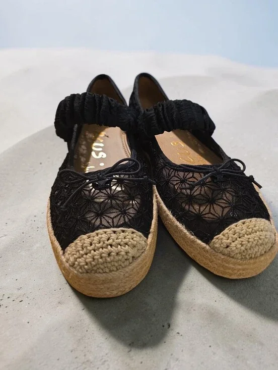 Nwot Sam Edelman Black Crochet Espadrille Ballet Flats.