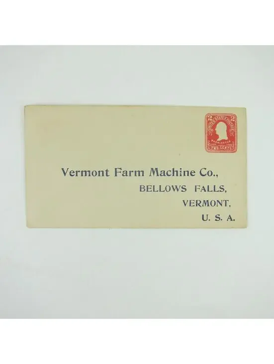 US Postal Stationery Vermont Farm Machine Co Bellows Falls Vermont 2c Antique