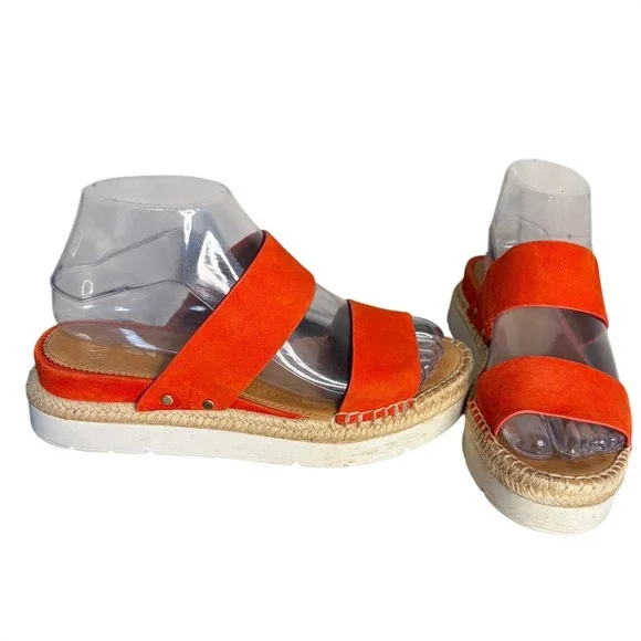 Franco Sarto Orange Cappy Sandals Platform Espadrille Women's Size 6.5M