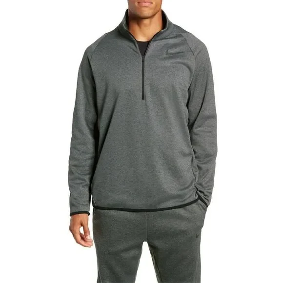 New! NIKE Men's Therma Fleece Quarter Zip Training Sweater Top Size Small Gray