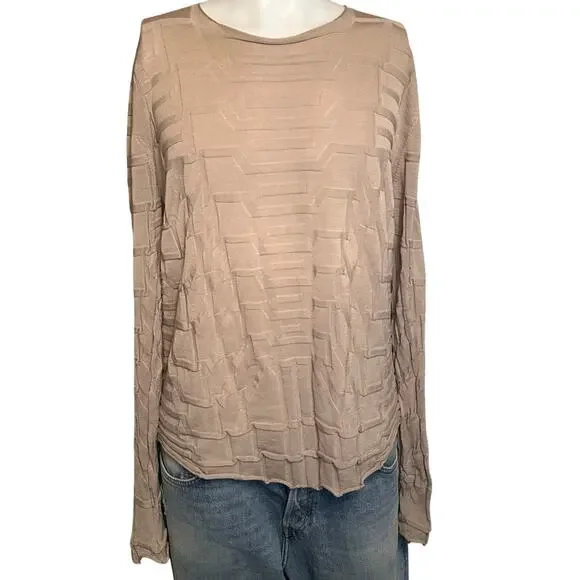 Archival Gianfranco Ferré Geometric Textured Knit Pullover  IT 56 Beige Italian