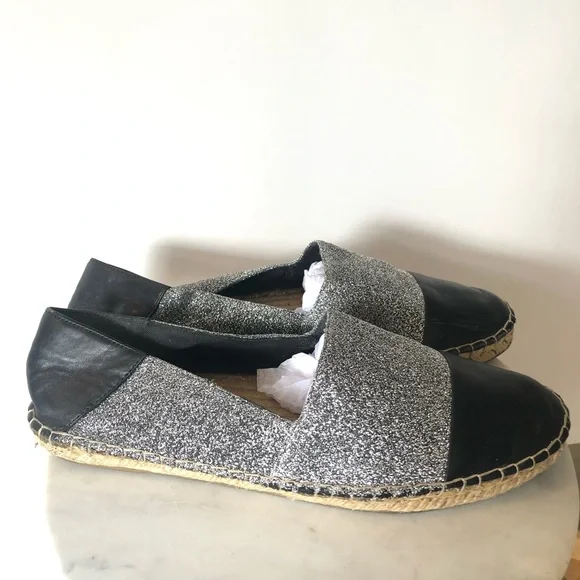 Zara Black and Silver Slip-On Espadrilles