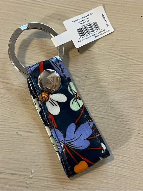 Vera Bradley Navy Floral Key Fob Keychain