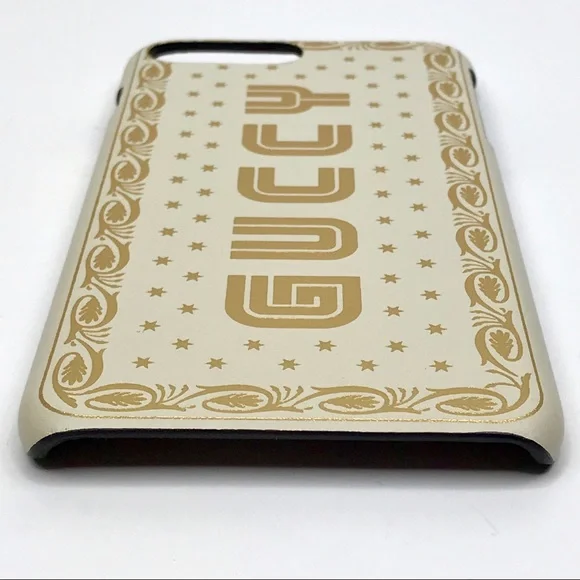Gucci Ivory Gold Star GUCCY iPhone 7 8 Plus Smartphone Case Cover Carrier Luxury