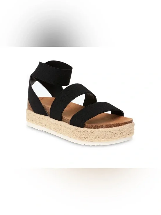 ❤️Black Elastic Strap Espadrille Platform Sandal - Women Size 9 New