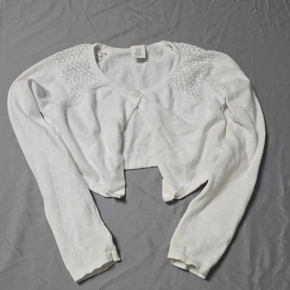 Gymboree Sz 7 Girls Soft White Knit Button Top