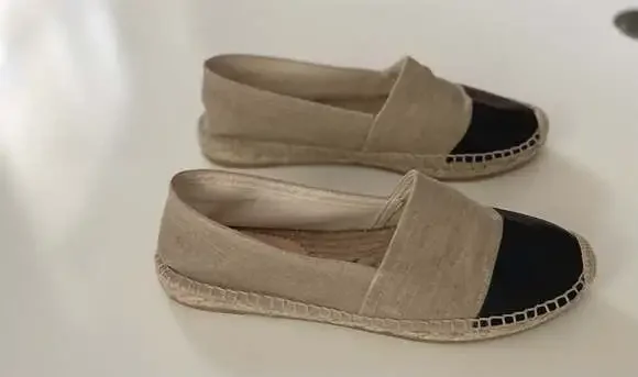 J.Crew Women's Size 7.5 Tan and Black Cap-Toe Espadrille Flats