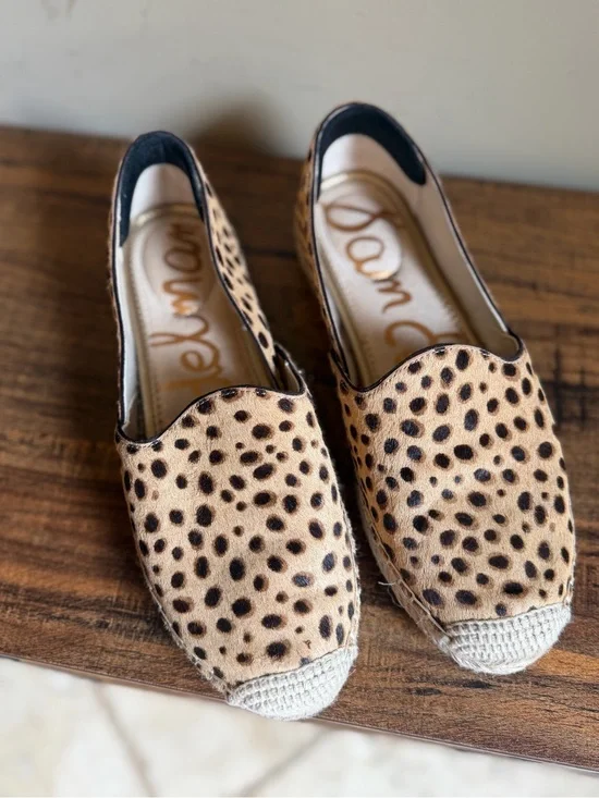 Sam Edelman Kesia Animal Print Pony Hair Leather Espadrilles  Size 7