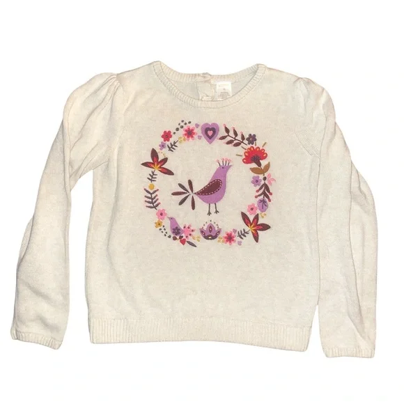 Gymboree Cream Sweater with embroidered Bird Design