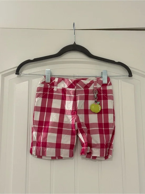 Vintage Gymboree Apple Hot Pink Plaid Bermuda Shorts W Charm Sz 3 07 Candy Apple