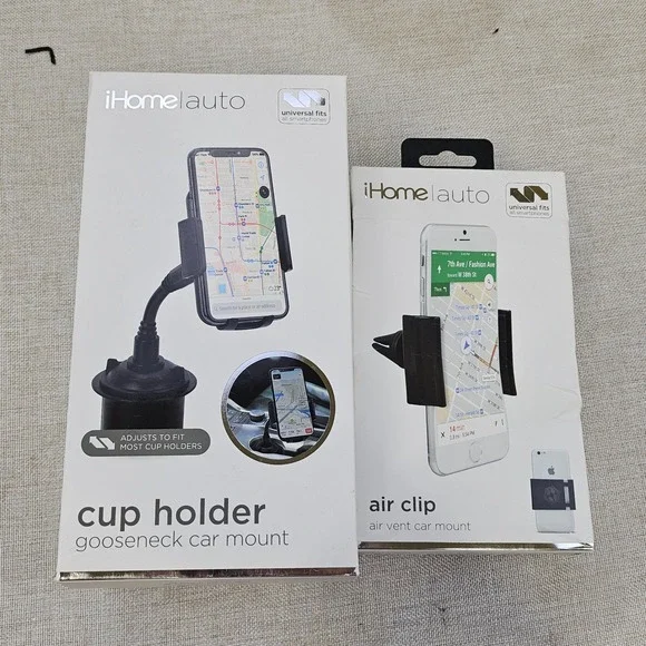 iHome‎ Auto Cup Holder Gooseneck Car Mount & Air Vent Clip Mount Universal Fit