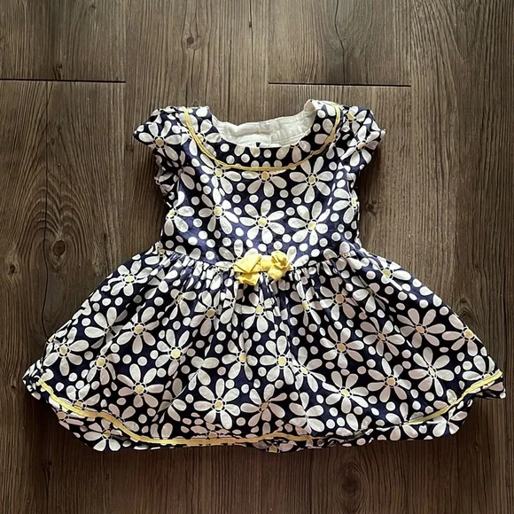 Gymboree 6-12 Months Blue & Yellow Floral Dress EUC