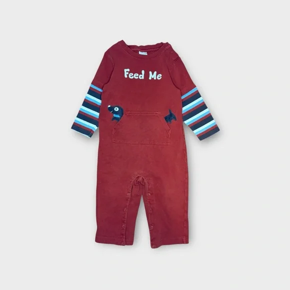 Gymboree 2008 Feed Me Dog Applique Brick Red Romper