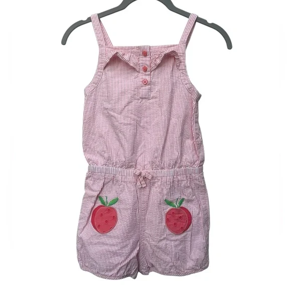Gymboree Peach Seersucker Romper size 8