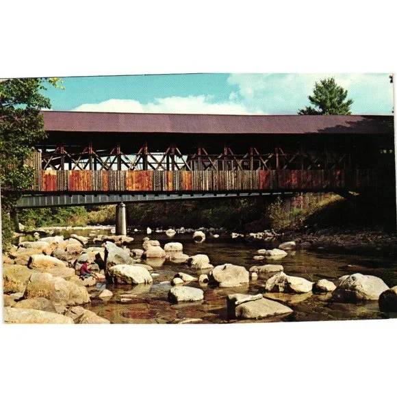 Bartlett Covered Bridge Postcard Travel Souvenir Unposted New Hampshire Vintage