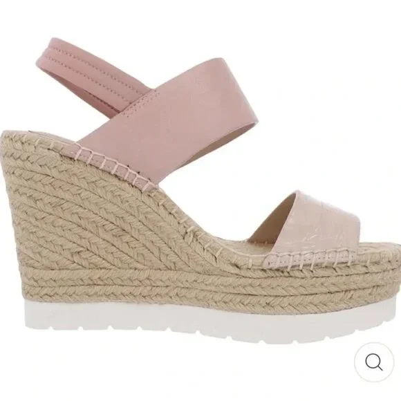 Kenneth Cole wedge espadrilles nude pink sandals 8.5