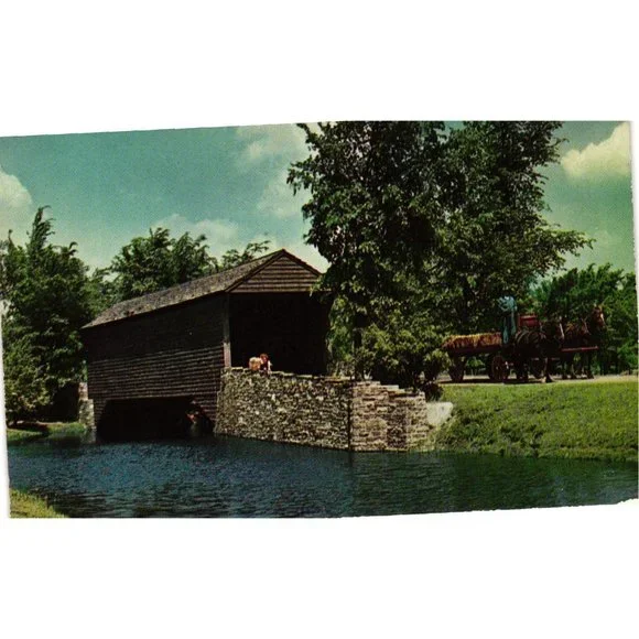 Ackley Covered Bridge Postcard Travel Souvenir Unposted Dearborn Michigan