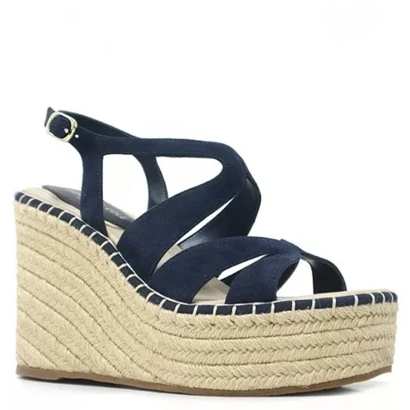 New, Kenneth Cole Solace Women's Navy Wedge Sandals 9.5