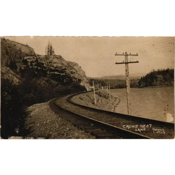 Vintage Crows Nest Lake Postcards Railroad Train Tracks Robson Photo Sepia