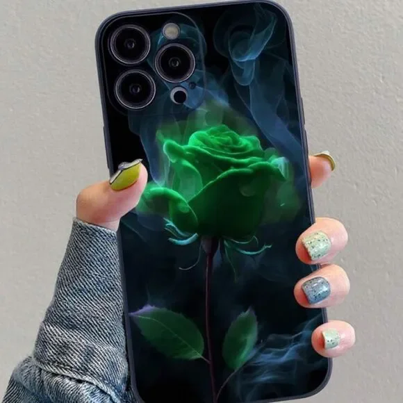 3for$20 NEW Black Design colorful Painted Rose Flowed Case IPHONE 15 promax