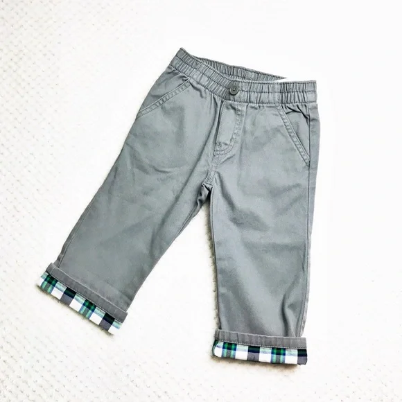 COPY - NWT Gymboree plaid cuff gray pants 18-24 mo